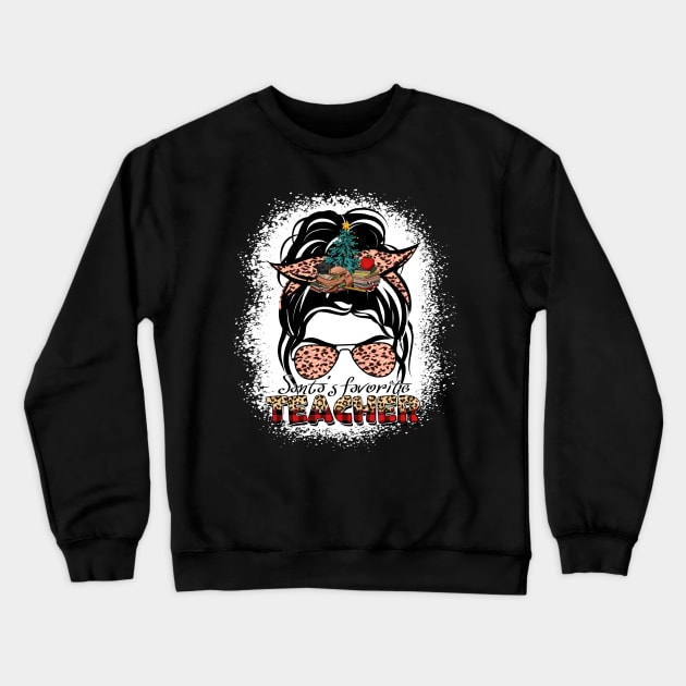 Santas Favorite Teacher Crewneck Sweatshirt by hamada_pop